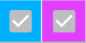 The blue and fuchsia boxes, both checked