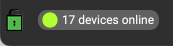 A green circle with text indicating devices online