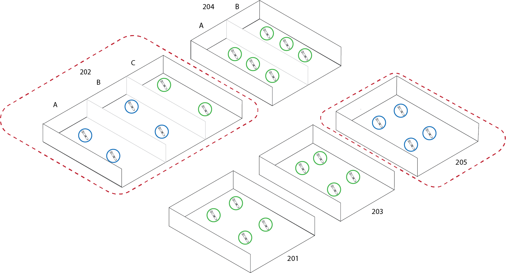 A single area divided into zones. All wireless devices have frequencies