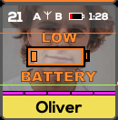 A channel icon with a LOW BATTERY warning