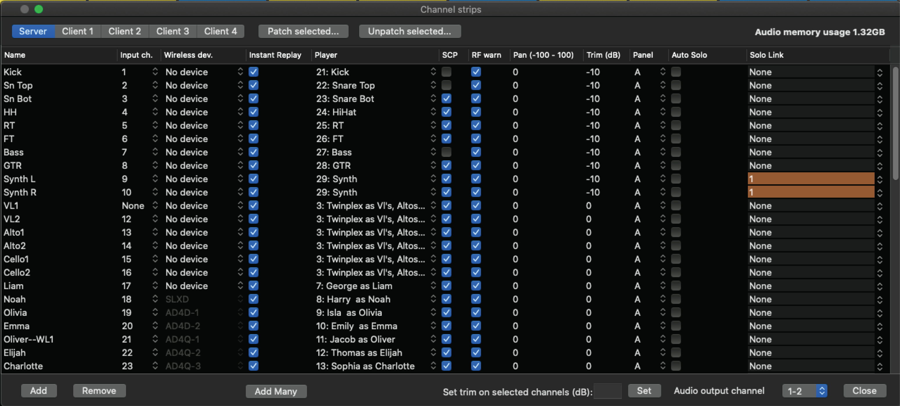 The server tab of channel i/o