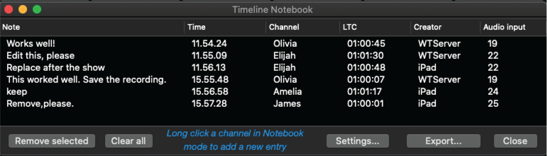 The timeline notebook